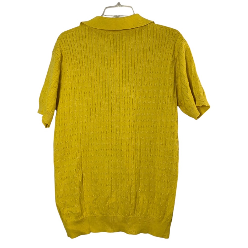 OXKNIT Men's Vintage Polo Shirts Retro 70s Knit Golf Shirts Yellow Size XL - Picture 3 of 6